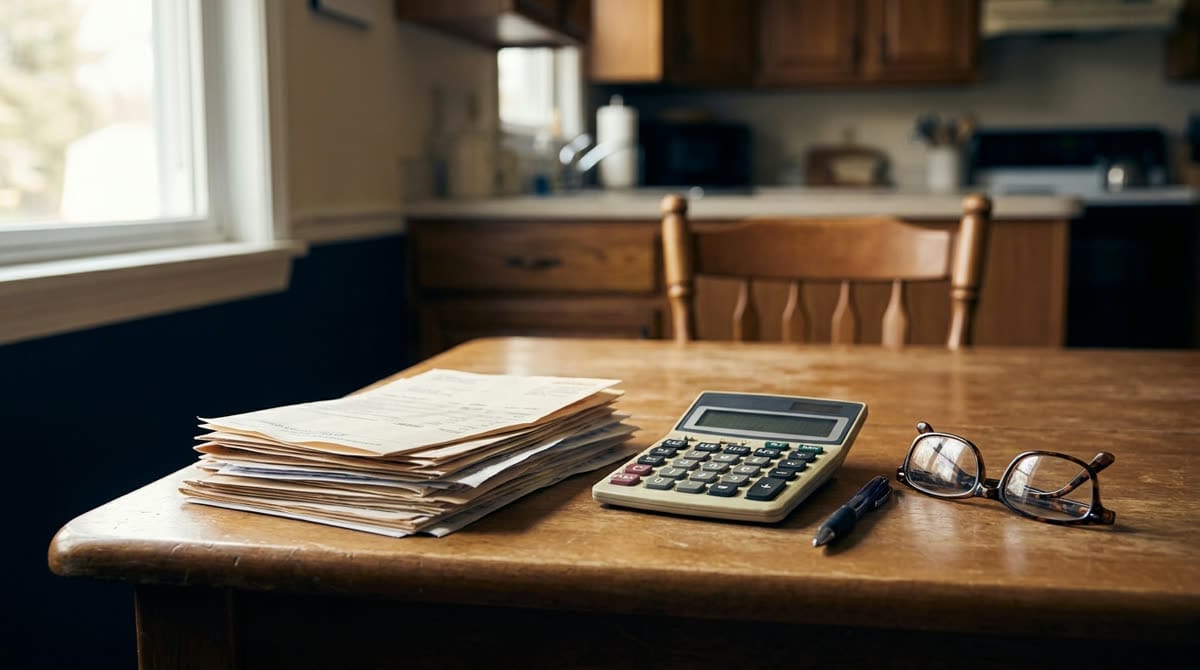 Facturas médicas de hospital sobre la mesa junto a una calculadora / Hospital medical bills on a table next to a calculator