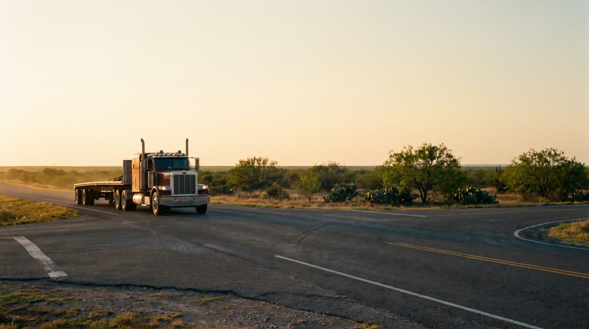 The junction of US-57 and US-83 near La Pryor, Texas in open ranch country