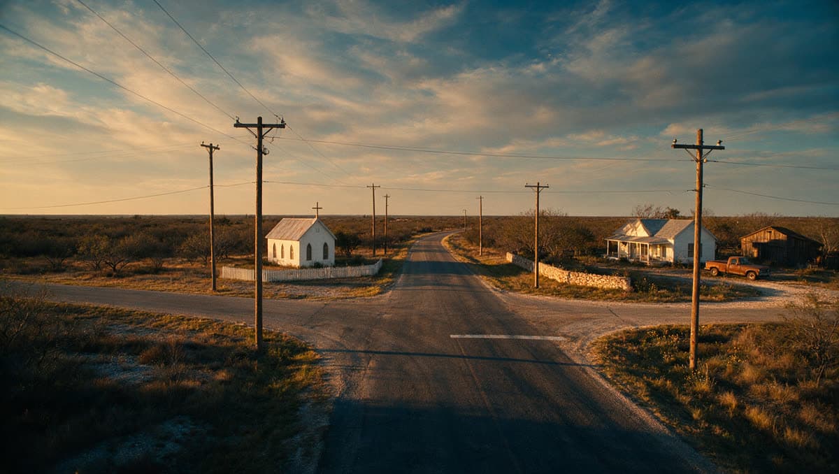 Highway junction outside Uvalde, Texas where two federal routes meet